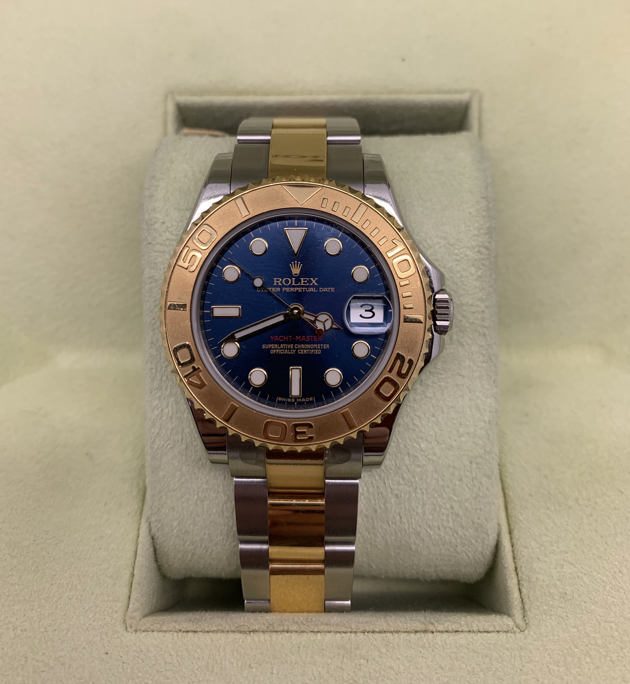 ROLEX YACHT-MASTER 35MM BLUE DIAL 18KT/SS - Gold & Ice Jewelry
