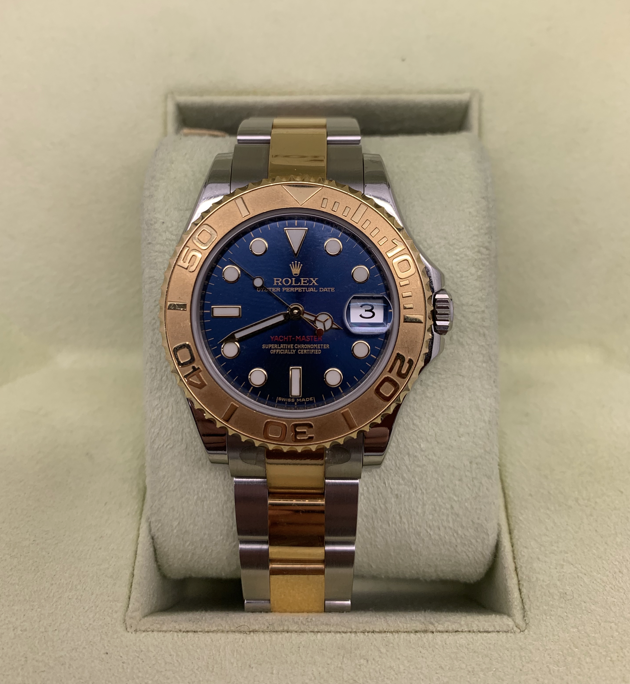 rolex yachtmaster two tone blue dial