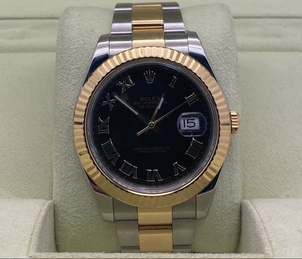 ROLEX DATEJUST 41MM STEEL & GOLD BLACK DIAL