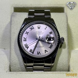 ROLEX DATEJUST 16030 36MM SILVER DIAL FLUTED BEZEL STAINLESS STEEL BAND AUTOMATIC WATCH