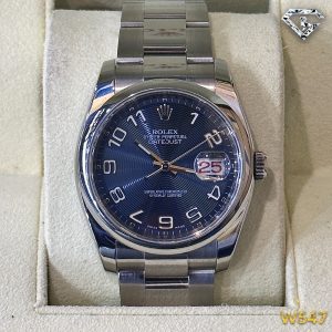 ROLEX DATEJUST 116200 36MM BLUE CONCENTRIC DIAL ROULETTE DATE STAINLESS STEEL BAND AUTOMATIC WATCH