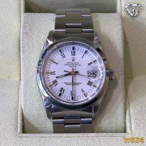 ROLEX OYSTER PERPETUAL 15200 34MM WHITE ROMAN NUMERAL DIAL OYSTER STAINLESS STEEL BAND AUTOMATIC WATCH