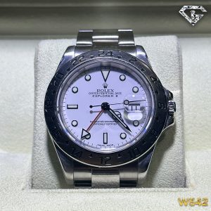 ROLEX EXPLORER II 16570 40MM POLAR WHITE DIAL STAINLESS STEEL BAND AUTOMATIC WATCH